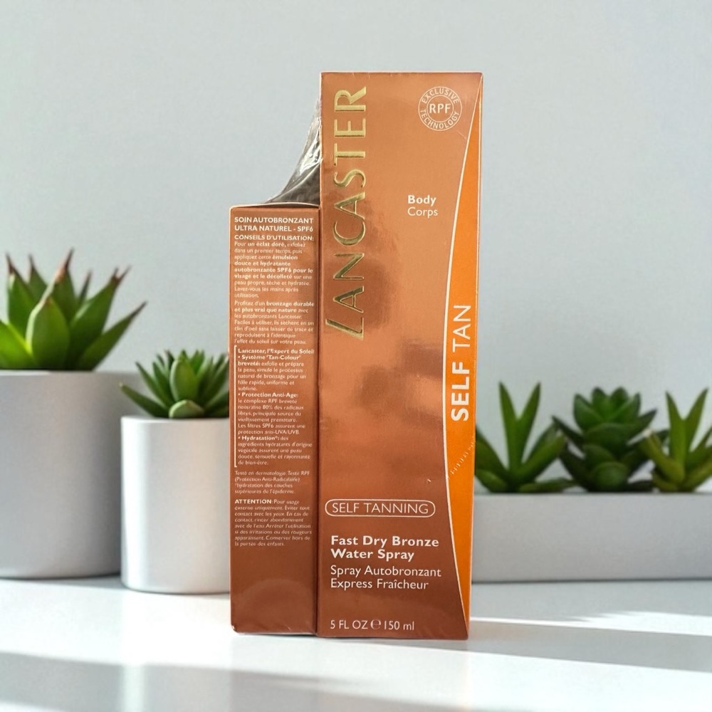 Lancaster Self Tan Fast Dry Bronze Water Spray 5fl oz. + Travel Size Sealed New